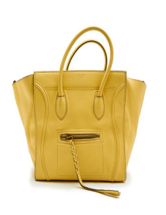 CELINE luggage bag in yellow grained leather