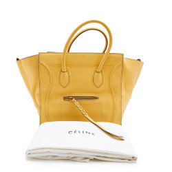 Sac Luggage CELINE cuir grainé jaune