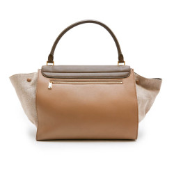 Sac Trapèze CELINE cuir et toile beige