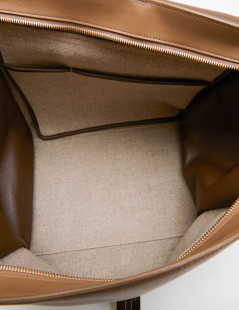 Sac Trapèze CELINE cuir et toile beige