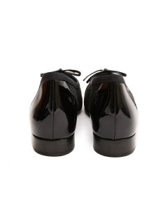 Ballerines T 34 CHANEL en dentelle et cuir noir