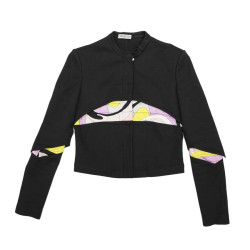 EMILIO PUCCI jacket in black jersey with printed patterns T38