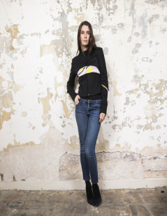 EMILIO PUCCI jacket in black jersey with printed patterns T38