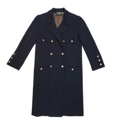 Manteau CHANEL en jersey bleu nuit Vintage