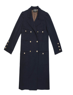 Manteau CHANEL en jersey bleu nuit Vintage