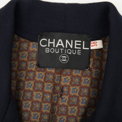 Manteau CHANEL en jersey bleu nuit Vintage