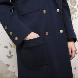 Manteau CHANEL en jersey bleu nuit Vintage