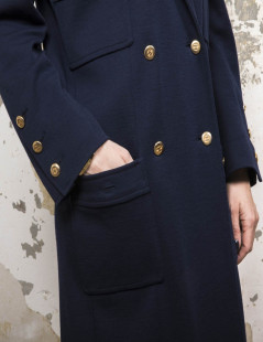 Manteau CHANEL en jersey bleu nuit Vintage