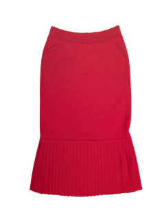 CHANEL T 38 set sweater and skirt in red wool with purple borders