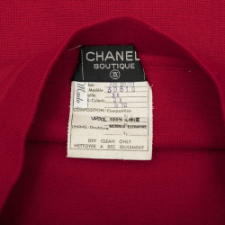 CHANEL T 38 set sweater and skirt in red wool with purple borders