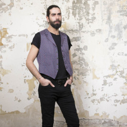 HERMES 'Tricolor flag' waistcoat in silk size 50