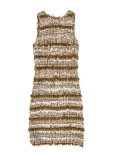 Robe CHANEL tweed et fausse fourrure T38