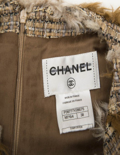 CHANEL dress in tweed and faux fur size 38FR 