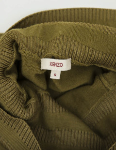  KENZO flared skirt in green khaki wool, silk and cashmere size S