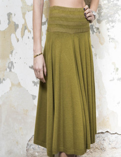  KENZO flared skirt in green khaki wool, silk and cashmere size S