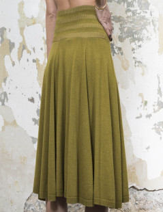  KENZO flared skirt in green khaki wool, silk and cashmere size S