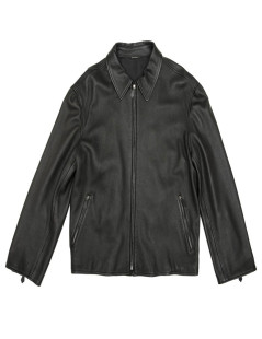 Veste HERMES T 50 en cuir taurillon clémence marron