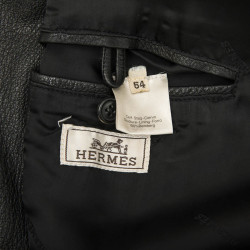 Veste HERMES T 50 en cuir taurillon clémence marron