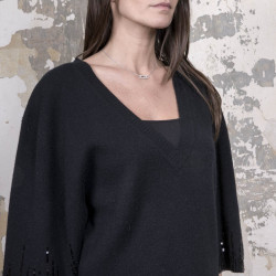 Pull VALENTINO T 44 FR en laine et cachemire noir avec sequins