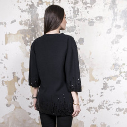 Pull VALENTINO T 44 FR en laine et cachemire noir avec sequins