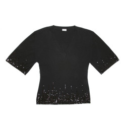 Pull VALENTINO T 44 FR en laine et cachemire noir avec sequins