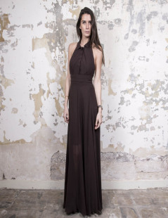 Robe longue du soir ROCHAS marron