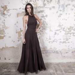 Robe longue du soir ROCHAS marron