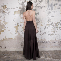 ROCHAS evening backless brwon long dress