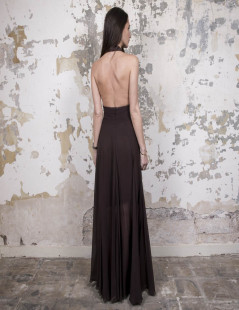 ROCHAS evening backless brwon long dress