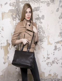 Sac BOTTEGA VENETA cuir tressé marron