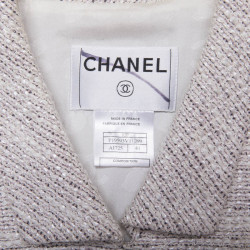 Veste longue CHANEL T 40 tweed rose et fils d'argent