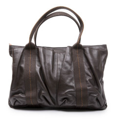 Sac HERMES en cuir souple  marron