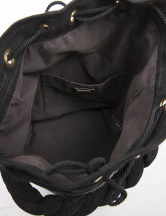 Sac seau FENDI cuir noir embossé or