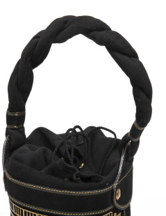 FENDI bucket bag in black leather gold embossed