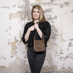 HERMES 'Evelyne' mini bag in brown suede 