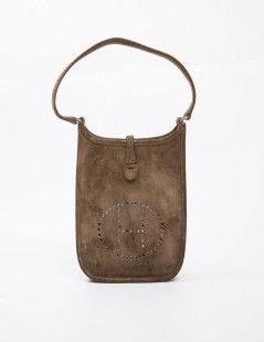 HERMES 'Evelyne' mini bag in brown suede 