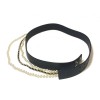 Ceinture CHANEL en cuir marron et perles blanches