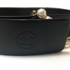 Ceinture CHANEL en cuir marron et perles blanches