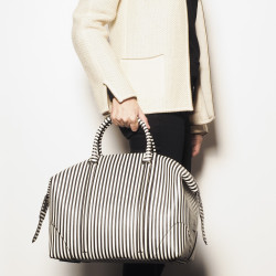 GIVENCHY weekend bag in black striped white leather