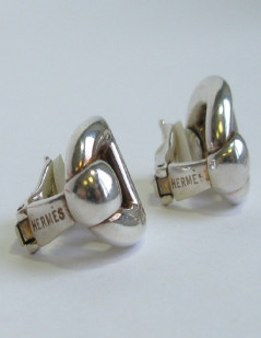 Boucles d'oreille clips HERMES en argent 925