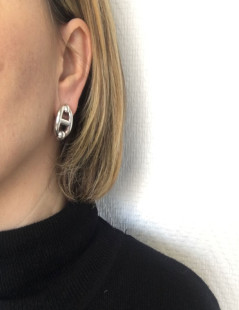 HERMES clip-on earrings in sterling silver