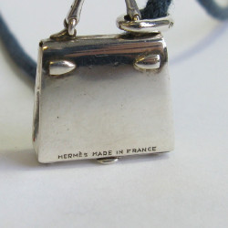 HERMES  'Kelly bag' amulet pendant in sterling silver