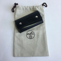 HERMES Key holder in black box leather