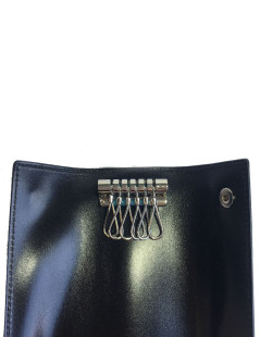 Porte-clefs HERMES en cuir box noir