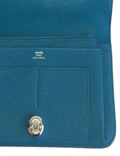  HERMES Dogon Duo wallet in green togo leather