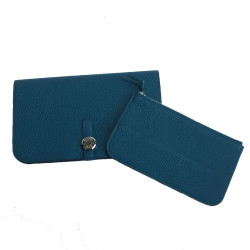  HERMES Dogon Duo wallet in green togo leather