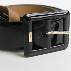 Ceinture T 85 CHANEL en cuir verni noir