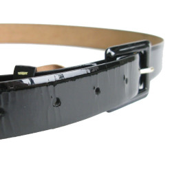 Ceinture T 85 CHANEL en cuir verni noir