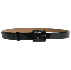 Ceinture T 85 CHANEL en cuir verni noir