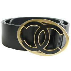 Ceinture CHANEL T 85 en cuir noir